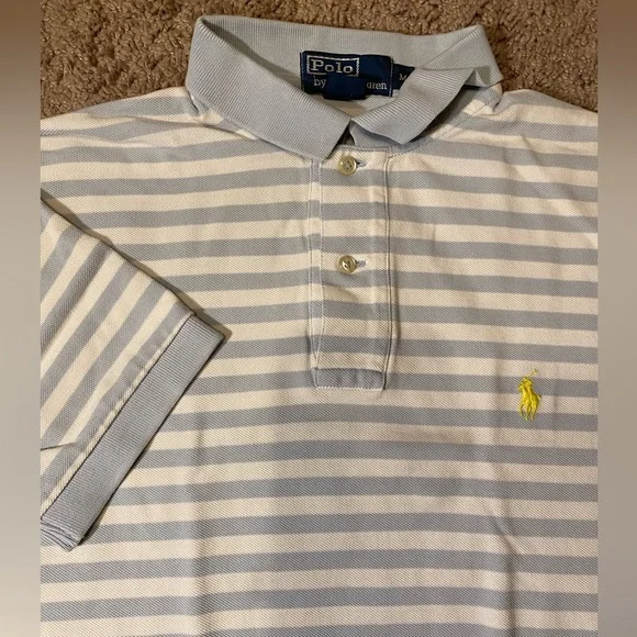 Polo Ralph Lauren Cotton Polo Adult Mens Size Medium Striped Work School Shirt - Picture 1 of 9